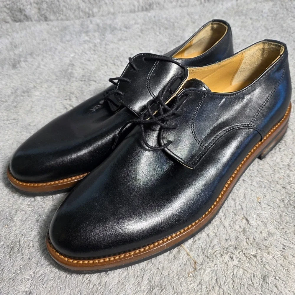Italia Difference Mens Black Leather Oxford‎ Dress Shoes Made in Italy EU 42 NEW